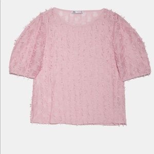 Zara Textured Baby Pink Blouse -